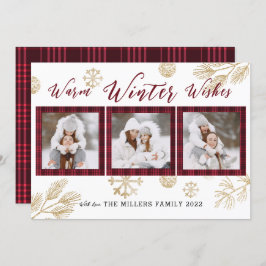 Warm Winter Wishes 3 Foto Collage Feestdagenkaart