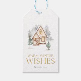 Warm Winter Wishes Cottage Cadeaulabel