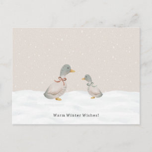 Warm Winter Wishes Cute Ducks In The Snow Card Briefkaart