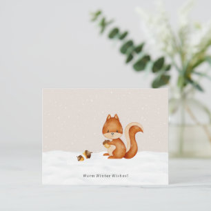 Warm Winter Wishes Cute Squirrel In The Snow Card Briefkaart