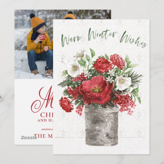 Warm Winter Wishes Feestdagenkaart (Voorkant / Achterkant)