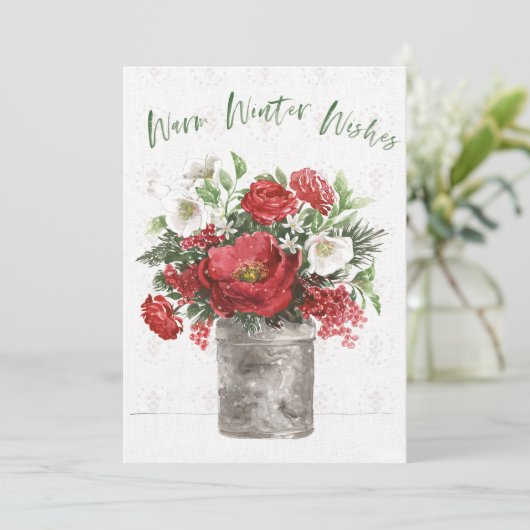 Warm Winter Wishes Feestdagenkaart (Staand voorkant)
