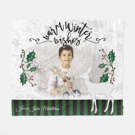 Warm Winter Wishes Fleece Deken (Voorkant (Horizontaal))