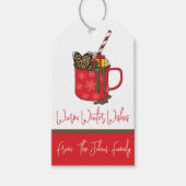 Warm Winter Wishes Hot Cocoa Holiday Thema Cadeaulabel (Voorkant)