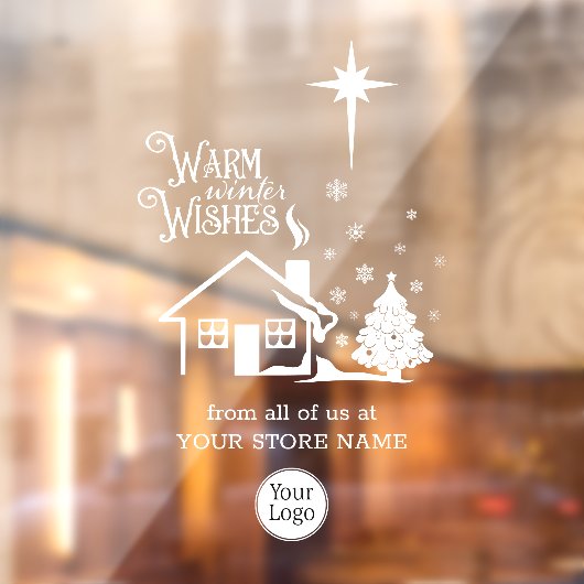 Warm Winter Wishes Kerst Logo Winkel Raamsticker (Vel 2)