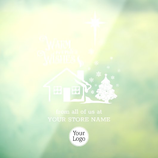 Warm Winter Wishes Kerstlogo Winkel Raamsticker (Vel 3)