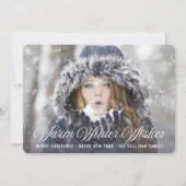 Warm Winter Wishes | Moderne scriptvakantiefoto Feestdagenkaart (Voorkant)
