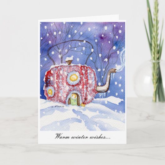 "Warm Winter Wishes" Notecard Kaart (Voorkant)