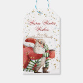 Warm Winter Wishes Santa Claus Gift Label Matte Cadeaulabel (Voorkant)