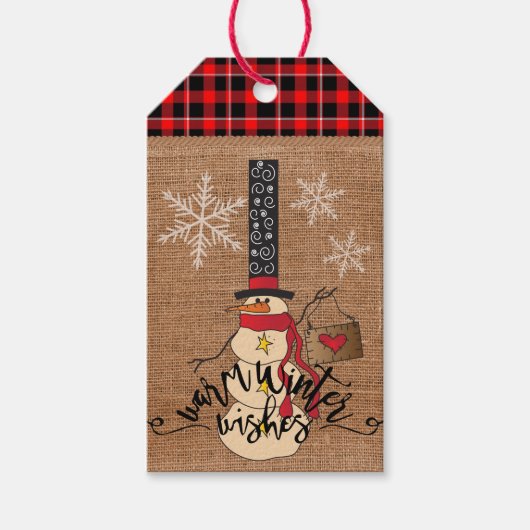 Warm Winter Wishes - Snowman Cadeaulabel (Voorkant)