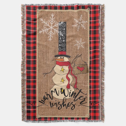 Warm Winter Wishes - Snowman Deken (Voorkant Verticaal)