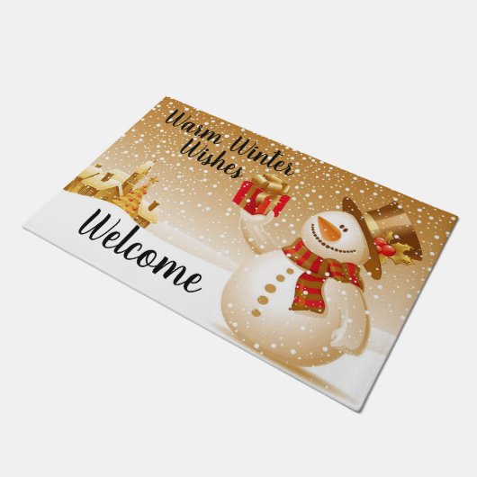 Warm Winter Wishes Snowman Deurmat (Schuin)