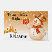 Warm Winter Wishes Snowman Deurmat (Voorkant)