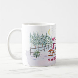 Warm Winter Wishes Snowman en Baby on Sled Koffiemok