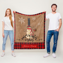 Warm Winter Wishes - Snowman Fleece Deken