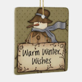 Warm Winter Wishes Snowman Keramisch Ornament (Rechts)