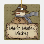 Warm Winter Wishes Snowman Keramisch Ornament (Achterkant)