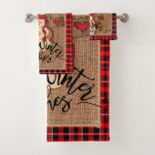 Warm Winter Wishes - Snowman - Red Pset Bad Handdoek (Insitu)