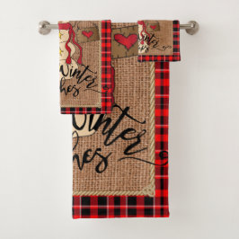 Warm Winter Wishes - Snowman - Red Pset Bad Handdoek