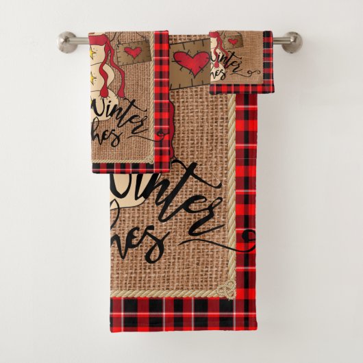 Warm Winter Wishes - Snowman - Red Pset Bad Handdoek (Insitu)