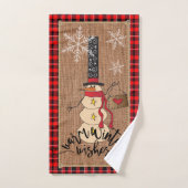 Warm Winter Wishes - Snowman - Red Pset Bad Handdoek (Handdoek)