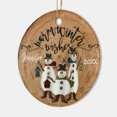 Warm Winter Wishes - Snowmen Keramisch Ornament (Links)