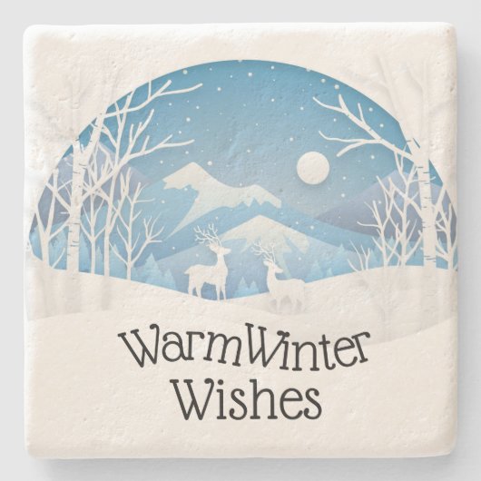 Warm Winter Wishes Stenen Onderzetter (Voorkant)
