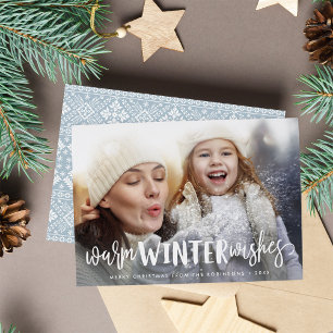 Warm Winter Wishes   Vakantieknopkaart Feestdagenkaart