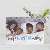 Warm Winter Wishes | Vakantieknopkaart Feestdagenkaart (Staand voorkant)