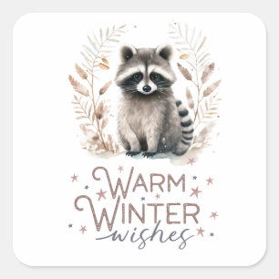 Warm Winter Wishes Vierkante Sticker