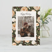 Warm-Winterbloemen Foto Feestdagenkaart (Staand voorkant)