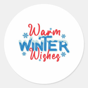 Warm winterwensen ronde sticker