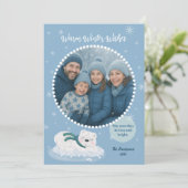 Warm winterwensen Schattige blauw slapend polair B Feestdagenkaart (Staand voorkant)