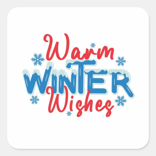 Warm winterwensen vierkante sticker (Voorkant)