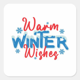 Warm winterwensen vierkante sticker
