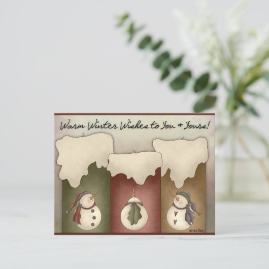 Warm winterwensen voor u en uw vakantie Briefkaart (Staand voorkant)