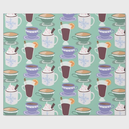 Warm Wintery Drinken Print Cadeaupapier (Vlak)