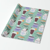 Warm Wintery Drinken Print Cadeaupapier (Uitgerold)