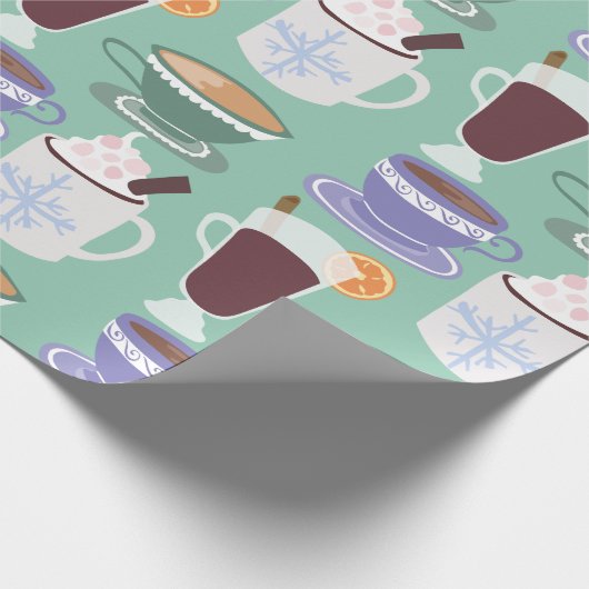 Warm Wintery Drinken Print Cadeaupapier (Hoek)