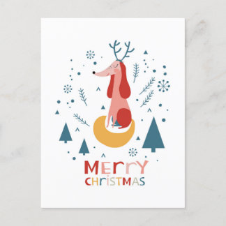  Warm wish Cute Dog Postcard in Christmas Briefkaart