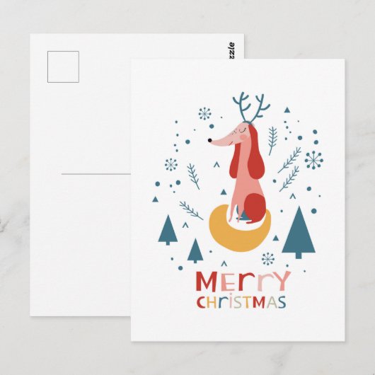  Warm wish Cute Dog Postcard in Christmas Briefkaart (Voorkant / Achterkant)