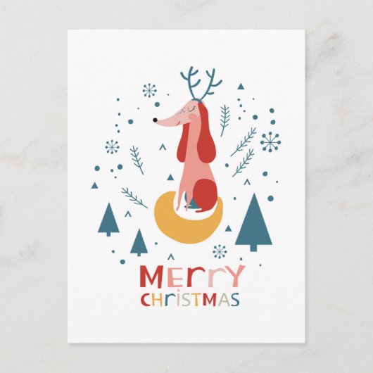  Warm wish Cute Dog Postcard in Christmas Briefkaart (Voorkant)