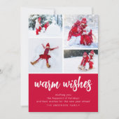 Warm Wish | Moderne vier foto Feestdagenkaart (Voorkant)