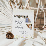 Warm Wish | Multi Photo Florida Folie Feestdagenkaart<br><div class="desc">Warm wensen van de zonneschijnstaat! Deze schattige Florida vakantiekaart is voorzien van een silhouet van de staat Florida, met vier van je favoriete foto's, en bewonderend met het schitteren van gouden folie sterren en "warme wensen" in marinesollettering. Pas met uw douanegroet en namen langs de bodem aan. Kaarten keren terug...</div>