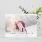 Warm Wish | Ultra Violet 2 FotoKerstmis Feestdagenkaart (Staand voorkant)