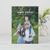 Warm Wish White Script Unieke kerstfoto Kaart (Staand voorkant)