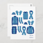 Warm Wishes Argyle Pattern Items Briefkaart - Blau (Voorkant / Achterkant)