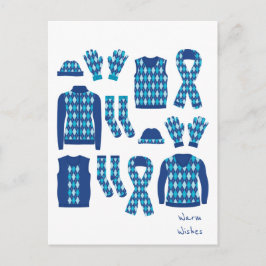 Warm Wishes Argyle Pattern Items Briefkaart - Blau