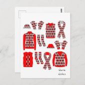 Warm Wishes Argyle Pattern Items Briefkaart - Rood (Voorkant / Achterkant)