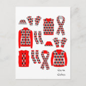Warm Wishes Argyle Pattern Items Briefkaart - Rood (Voorkant)